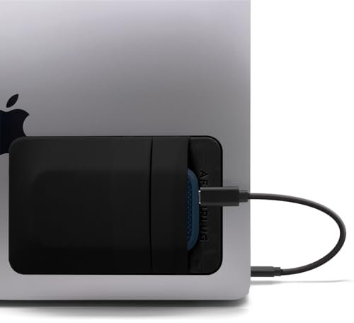 Afterplug Bolsa Adhesiva de 2 Bolsillos para Portátil, Compatible con SSD Portátil Externo, Magic Mouse, Cable USB y Más - Negro