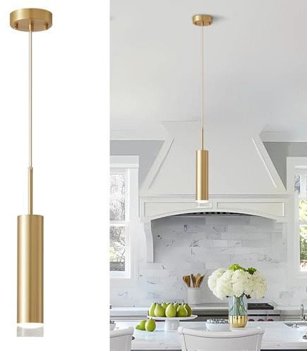 KCO Mini lampada a sospensione a LED a forma di isola, moderna, a forma di piccolo cilindro, per camera da letto, sala da pranzo (oro)