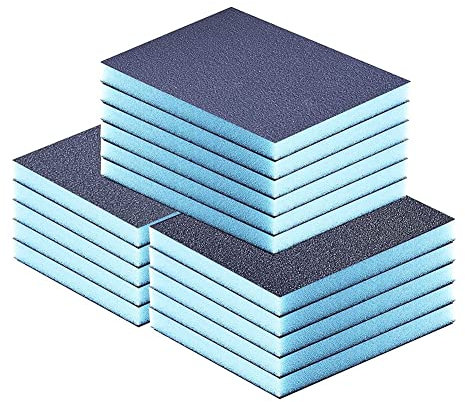 Qeunrtiy Schleifschwamm, 16 StüCk SchleifblöCke, Wiederverwendbares und Waschbares Sandschwamm-Set für Kunststoff, Metall (100 120 220)