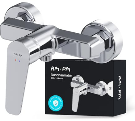 AM.PM Hit FTA20000 – Robinet de Douche Chromé, Mitigeur Douche à économie d’eau, Mitigeur Cabine de Douche sans bec, Installation facile pour salles de bain