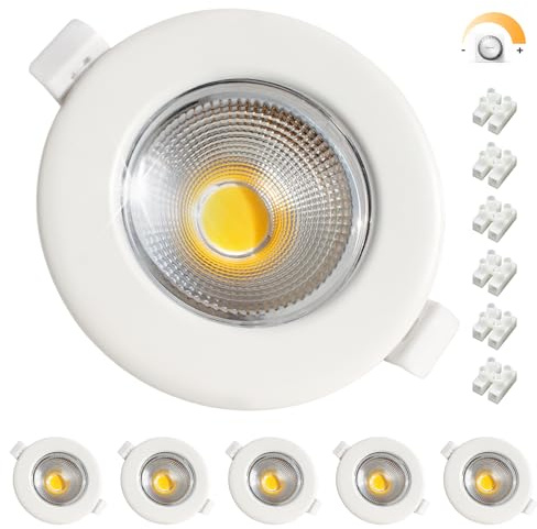 Wondlumi 6 LED infälld spotlight 230 V dimbar 7 W 4000 K COB vit Ø 65–85 mm