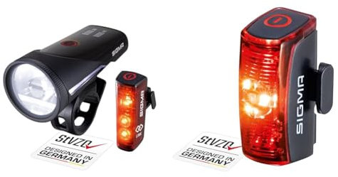 SIGMA SPORT - Aura 100 / Blaze LINK Set | Fahrradbeleuchtung vorne und hinten | Akkubetriebenes & - Infinity | LED Fahrradlicht mit 16h Leuchtdauer | StVZO zugelassenes, akkubetriebenes Rücklicht