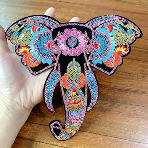 1 x Elefanten-Stickerei-Aufnäher, Cartoon-Tier-Stickerei, Aufkleber, DIY, Stickerei, Bügelbild