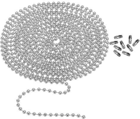 PATIKIL 120 304 Acciaio Inox Sfera Catena 2.4mm Sfera Catena Perlina con 18pz Abbinato Connettore Chiusura per Collana Appeso Etichetta Anelli Fai da Te Artigianato Argento Tono