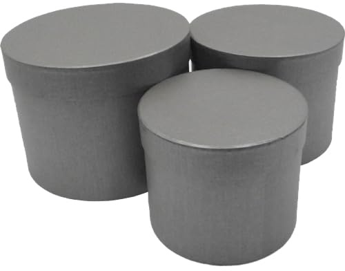INERRA Flower Hat Boxes Florist Box Vase - Set of 3 (Grey)
