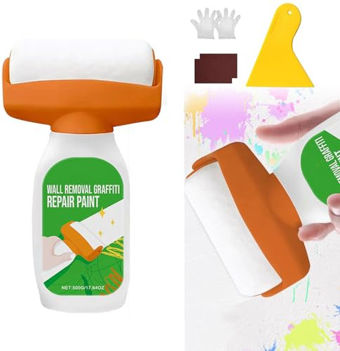 Nexoria Wandfarbe Ausbessern Weiß, 500g Wand Reparatur Rollbürste mit Wandreparaturpaste Ausbesserungsfarbe Weiss Wandfarbe Reparatur Weiss Wandreparatur Creme für Reparieren von Fleckenflecken (1pc)