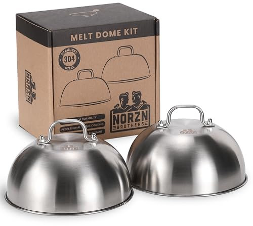 Norzn Brothers® Cloche per Hamburger (2 pezzi) – Cloche Acciaio Inox 304, Coperchio per Barbecue, Cloche Hamburger, Cupola per Hamburger, Copertura Hamburger, Qualità Alimentare, Garanzia 10 Anni