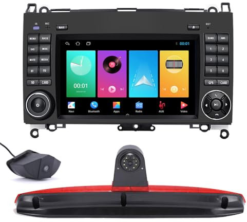 GPS Sat Nav Navigation Navigator Autoradio with CarPlay & Android +Front View Camera + Reversing Camera Parking System Compatible with Mercedes-Benz Sprinter B906 W639 W447/VW Crafter (G7239+7244)