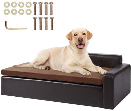 VEVOR Haustiersofa, Hundecouch für große Hunde und Katzen, Hundesofabett aus weichem Leder, 50 kg belastbares Katzensofa 101 x 58,5 x 33,5 cm