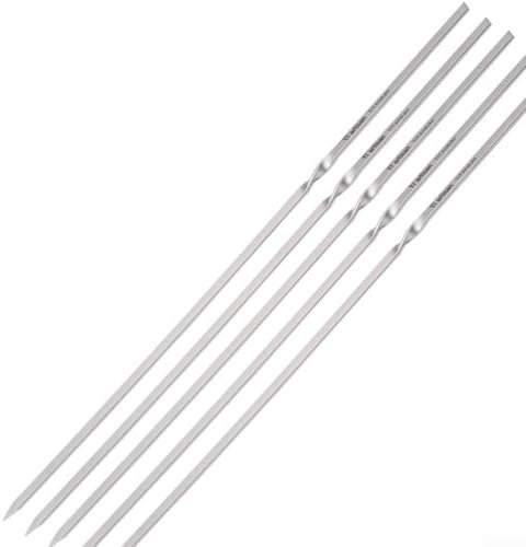 HEBEOT Spiedini per kebab, set di 5 spiedini piatti riutilizzabili in metallo per barbecue, cocktail, shish kebab (40 cm)
