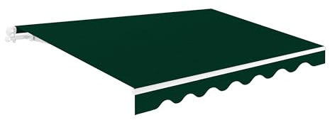 Toldo Retráctil Exterior 250x200cm Verde Poliéster – Lona Protección Solar UV - Estructura de Aluminio – Inclinación Regulable – Manivela Incluida – Manual Enrollable Terraza Jardín