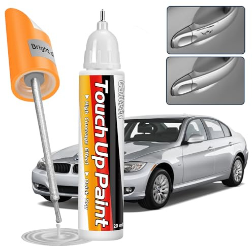 Galitoon Stylo de retouche peinture voiture 2-en-1, et facile pour réparer les petites rayures automobiles, stylo peinture voiture, Stylo de retouche peinture carrosserie (Argenté)