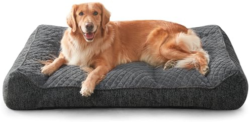 JOEJOY XL Orthopedic Dog Bed for Large Dogs Up to 80lbs - Extra Thick Foam Pet Bed Sofa with Bolster Sides, Large Sized Dog Couch Bed with Removable Washable Cover, Non-Slip Bottom, Grey (42x30)