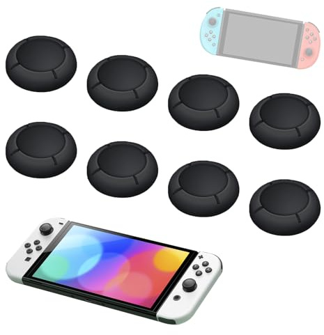 8 Pcs Handle Replacement ButtonCap For Switch, Replacement Button Caps for SwitchJoycon, Thumbsticks Protector Covers for Switch Lite Black Silicone Protective Accessories for Joystick 3D Grips Cap