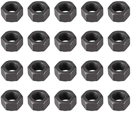 uxcell Hex Nuts, M10x1.5mm Metric Coarse Thread Hexagon Nut, Carbon Steel, Pack of 20 (Black)