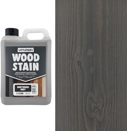 Littlefair's Wood Stain Water-Based - (Driftwood Grey) – Non-Toxic, Eco-Friendly & Quick Drying - Easy-to-Apply, Concentrated Formula for All Wood Types – 5ltr