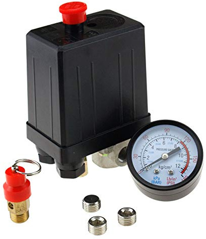 Create idea 1/4 BSP Ventil Druckminderer 4-Port Luft Kompressor Schalter Sicherheitsventil Druckregler Druckregelventil Druckschalter Regelventil Druckschaltventil