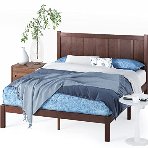 Zinus Adrian 31 cm Letto in legno con testiera | Base in legno massello | Supporto per doghe in legno | Facile da montare | 120 X 190 cm | Stile rustico