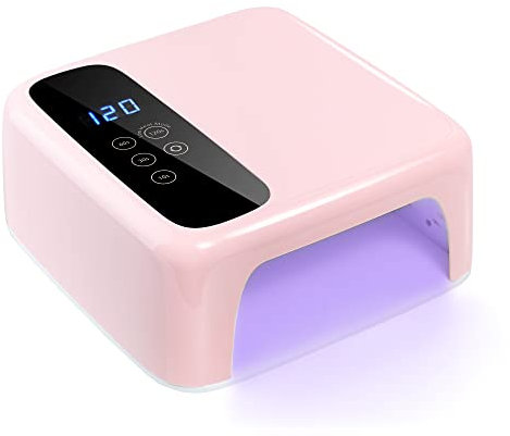 BETE Kabellose LED-Nagellampe, kabelloser Nageltrockner, tragbares Gel-UV-LED-Nagellampe mit 4 Timer-Einstellungssensor und LCD-Display, professionelle Nagellampe