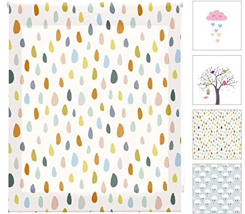 Blindecor Digital Infantil | Estor Enrollable Translúcido con Estampado Impresión Digital | Modelo Colordrops | 150 x 180 cm (ancho por alto) Tamaño de la Tela 147 x 175 cm | Estores para Ventanas
