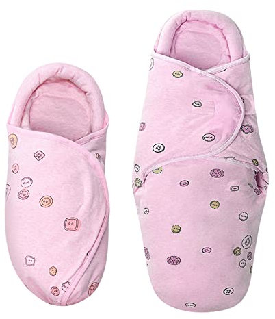 Knirose Pucksack Baby 0-3 Monate + 3-6 Monate Baby Pucktuch Decke für Neugeborene mit Kopfschutz und Kopfstützung, Swaddle Puckdecke, Rosa