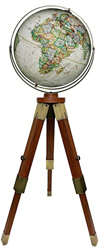 Replogle World Globe with Stand 16 Inch Floor Globe - Antique,Raised Relief Globes For Children and Kids Classroom Decor,Made In USA