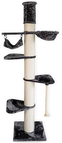 RHRQuality Kratzbaum für große Katzen – Maine Coon Tower Crown – 250 bis 270 cm hoch – Mit extra dicken 20 cm Sisalstämmen – Dunkelgrau