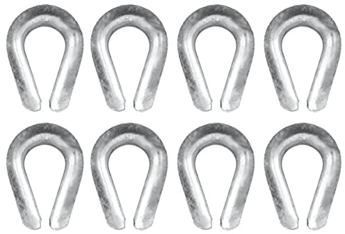 3/4 Hot Dip Galvanized Heavy Duty Wire Rope Thimble | Pack of 8 | Rigging Cable Rail Eye Protection