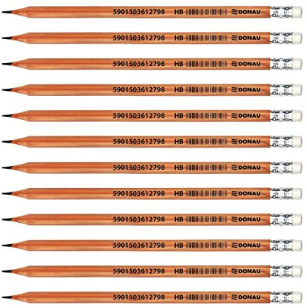 OFFICER PRODUCTS DONAU 7388001PL-99 Bleistift Zedernholz/HB Bleistifte mit Radiergummi / 12 Stück / 12er Pack/Sechskantform/Ungiftig