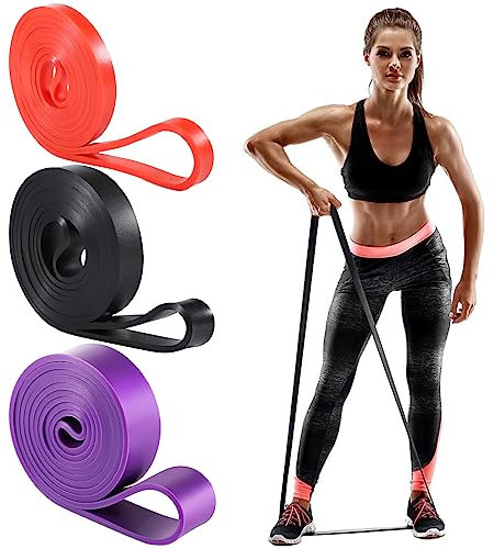 3 Stück Fitnessbänder Set, 3 Größen Widerstandsbänder Klimmzugband, Resistance Band für Krafttraining Powerlifting Yoga Fitness Bodybuilding