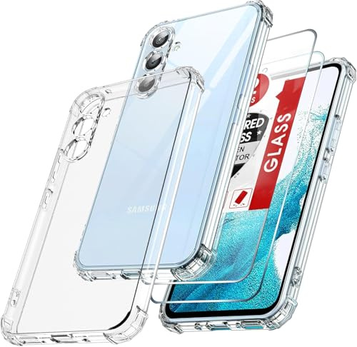 LeYi Funda para Samsung Galaxy A54 5G con [2-Unidades] Cristal Templado, Carcasa Armor Silicona Soft Skin TPU Case Antigolpes Cover para Movil A 54 5G, Transparente