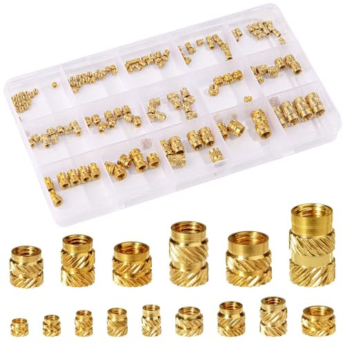 157 Stück Gewindeeinsatz, M2 M2.5 M3 M4 M5 M6 1/4 Einpressmuttern, Messing Gewindehülse mit Sortierbox, Einschlagmuttern für 3d Drucker Zubehör Kunststoffteile