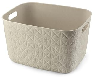 CURVER Softex 19L Storage Basket - Stylish Design - Lightweight, Stackable and Practical - 100% Recycled - 37 x 29 x 22 cm - Off-White
