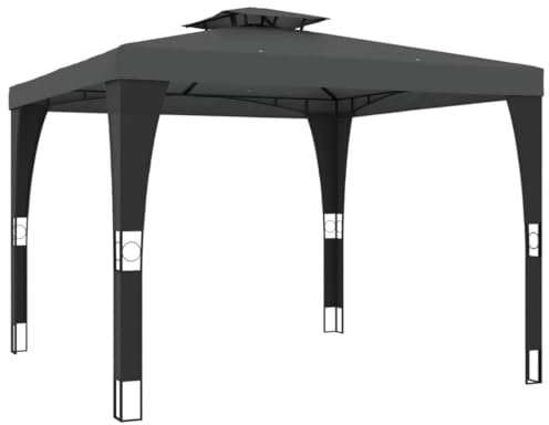 vidaXL Gazebo con Tetto Doppio Antracite 2,98x2,98 m in Acciaio, Gazebo da Esterno, Padiglione, pergola, Gazebo da Patio, Padiglione da Giardino