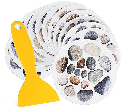 DEARMAMY 12sheets Slip Stickers for Bathtub Stones Non-slip Shower Floor Decals Includes Scraper for Bathroom Safety