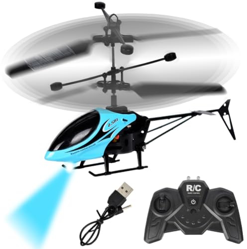 LGQHCE Remote Control Helicopter Kids, RC Helicopters with LED, Helicopters for Boys, One Key Take Off Landing, Aircraft Flying Toy, Stable Flight for Kids Adults Beginners, Blue