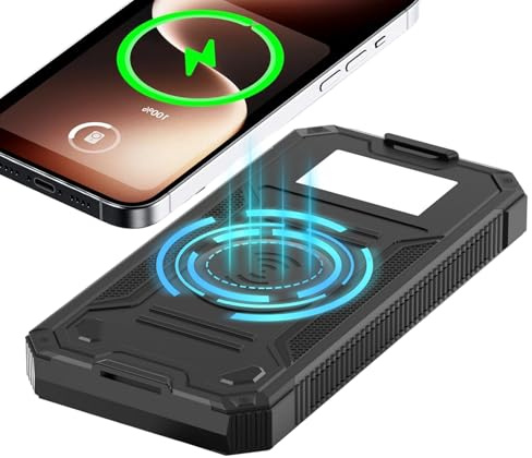 Externt solbatteri - 1 0000 mAh vattentät överlevnad - trådlös laddning solcellsbatteri, för camping, vandring, fiske, musikfestival, smartphone, kamera, surfplatta