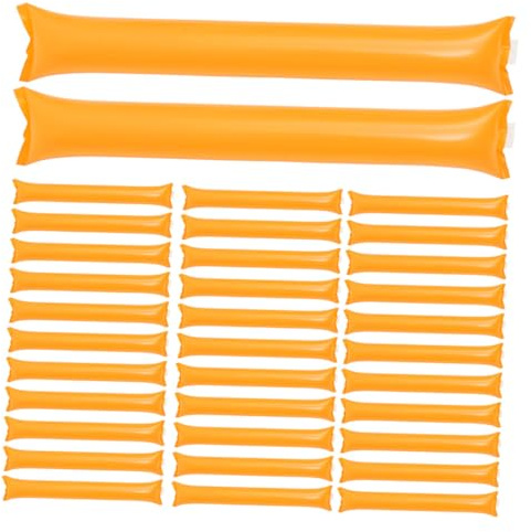 WESIEVYA Palos de Animación Inflables Naranja 50 Unidades para Eventos Deportivos, Generadores de Ruido Reutilizables para Animar Partidos y Fiestas al Aire Libre