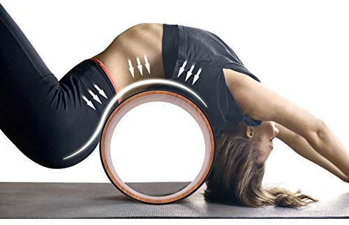 UPALDHOU Yogahjul i PU Gummi, Träningscirkel med Hög Densitet med Anti-halkdesign, Rymmer 200 Kg för hemma- och Gymträning (Innerring av trä)