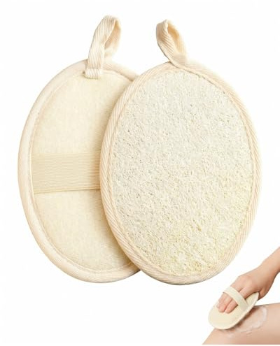 Luxorium 2 spugne da bagno in luffa naturale 9x14 cm scrub corpo ecologico spugna doccia esfoliante per donne e uomini colore beige