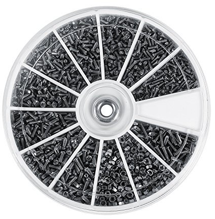 Estink Kit de Tornillos y Tuercas de Acero Inoxidable, 600 Piezas, 12 Tamaños M1-M1.6, Surtido para Relojes