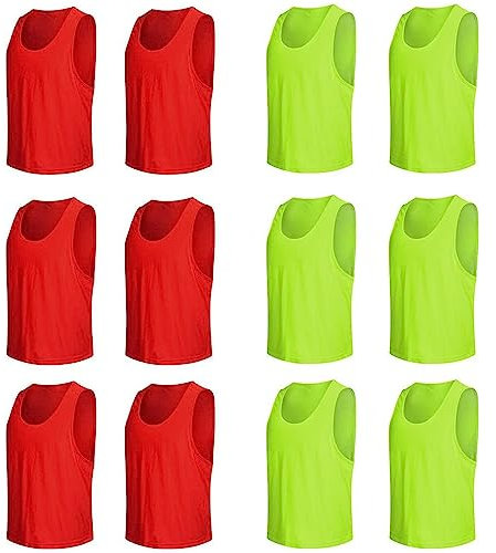 Senston 12 Stück Leibchen für Fußball, Basketball, Baseball Training, Fußball Trainingsleibchen für Anfänger, Jugendliche und Erwachsene