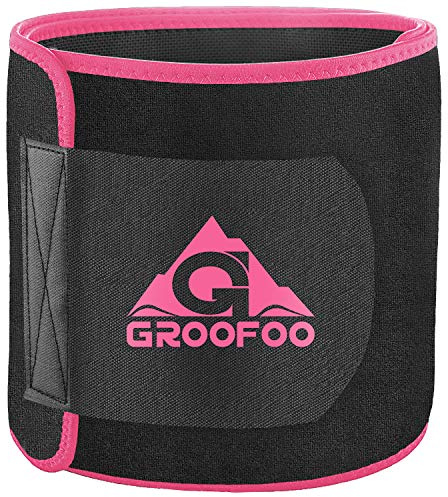 GROOFOO Cintura Entrenador Mujer Hombre Faja Reductora Adelgazante Cinturón Transpirable Cintura para Reducir Cintura y Abdomen Deporte Fitness - Rojo L
