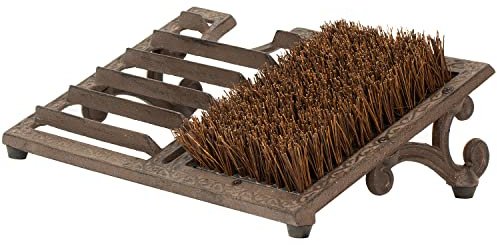MyGift Heavy Duty Rustic Cast Iron Boot Scrubber for Outdoor Porch, All Weather Outdoor Shoe Scraper Brush and Boot Puller with Angled Design