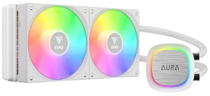 GAMDIAS AURA GL240 V2 AIO, 240mm CPU Liquid Cooler, Easy Cable Routing Design, Rotatable Performance Pump, 2 x 120mm Low-Noise PWM ARGB Fan w/ MB Sync, AMD AM5/AM4；Intel LGA 1851/1700/115x/1200, White