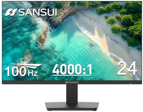 SANSUI Monitor 24 inch 100Hz Computer Monitor丨FHD 1080P PC Monitor丨HDMI丨FreeSync丨HDR丨Earphone Jack丨 Ergonomic Tilt for Home and Office