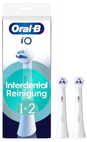 Oral-B iO Interdental Reinigung – ORIGINAL Aufsteckbürsten für Elektrische Oral-B iO Zahnbürsten – Zahnbürstenaufsatz, geeignet für Zahnspangen, Implantate und Zahnfehlstellungen – Weiß, 2 Stück