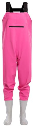 ENEN Waders Peche Femme 36-41, Cuissarde de Peche Grande Taille, Nylon Composite PVC Pantalon de Bassin avec Bottes Antidérapant (Rose Rouge,37 EU)
