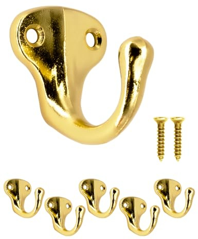 Fuxxer Antik-Haken, Garderoben-, Handtuch- und Kleider-Haken, Klassisches Design, 5er Set, gold