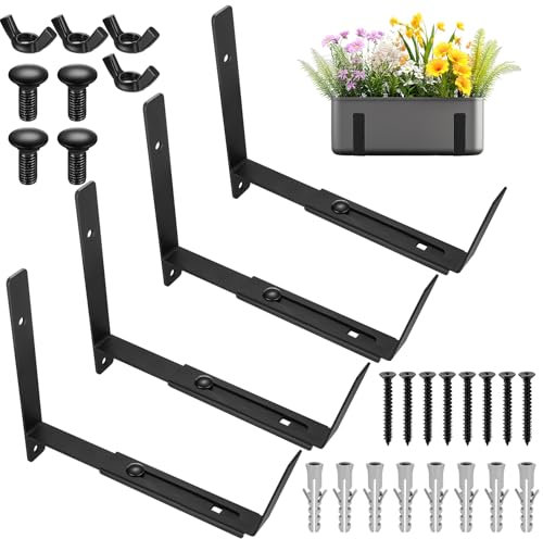 4 staffe per finestre da 15 a 30 cm, regolabili, per davanzali della finestra, fioriere per balconi, fioriere per ringhiere, staffe da appendere all'aperto per recinzioni, balconi, terrazze da